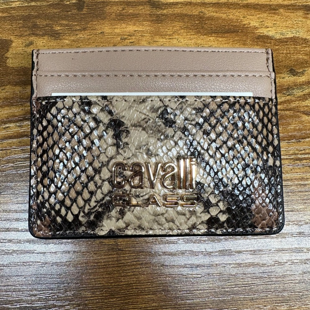 Cavalli Class Sici Signature Card Case Wallet Python Ivory CCWF24301-PYIV NEW